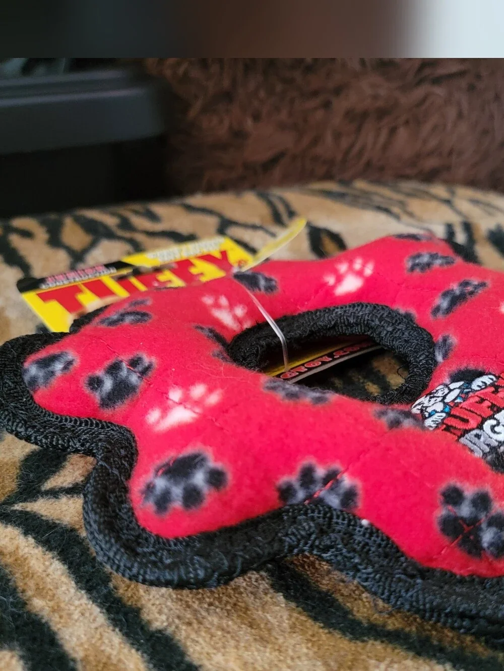 Tuffy Jr. Dog Red Paw-Print Star Toy .. Tuff scale 9 New Ea.